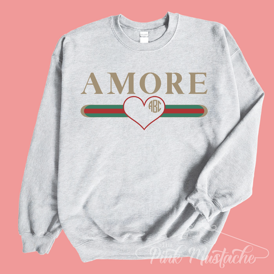 Monogrammed Amore Perfect Gift For Her Sweatshirt/ Super Cute Valentine's Sweatshirt - Toddler, Youth, and Adult Sizing Available