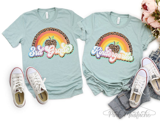 Rainbow Leopard Any Grade Tee/ Teacher Shirts/ Student Shirts