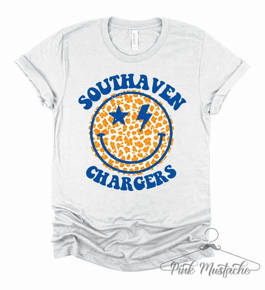 Southaven Chargers Distressed Smiley Unisex Shirt / Toddler, Youth, and Adult Sizes