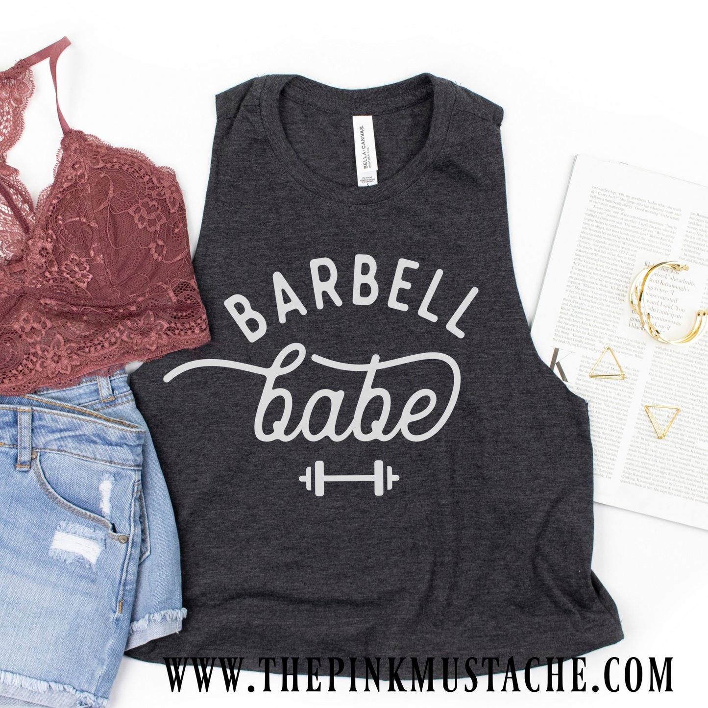 Barbell Babe Cropped Tank / Crossfit / Workout Tank