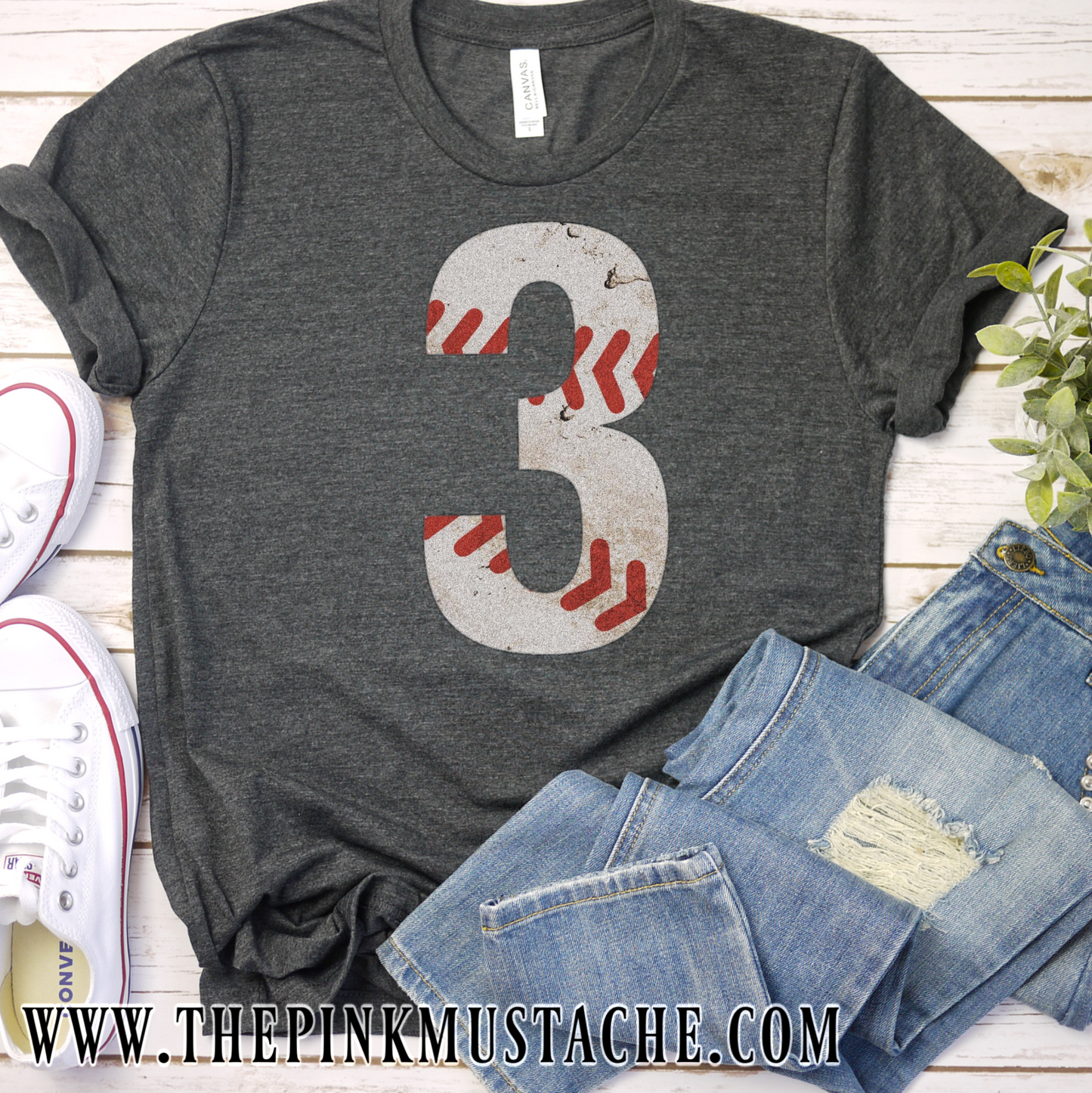 The Pink Mustache Custom Vintage Baseball Shirt - Baseball Mom/ Baseball Girlfriend/ Baseball Fan Shirt with Number Adult XS