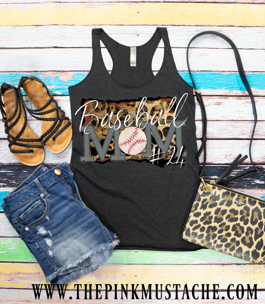 Custom Baseball Mom Tank Top with Child's Number