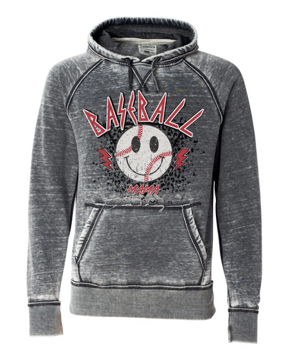 Acid Wash Quality Baseball Mom Rocker Hoodie Quality Sweatshirt - Baseball Mom Hoodie