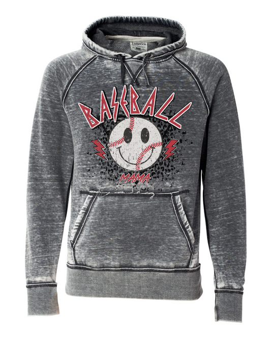 Acid Wash Quality Baseball Mom Rocker Hoodie Quality Sweatshirt - Baseball Mom Hoodie