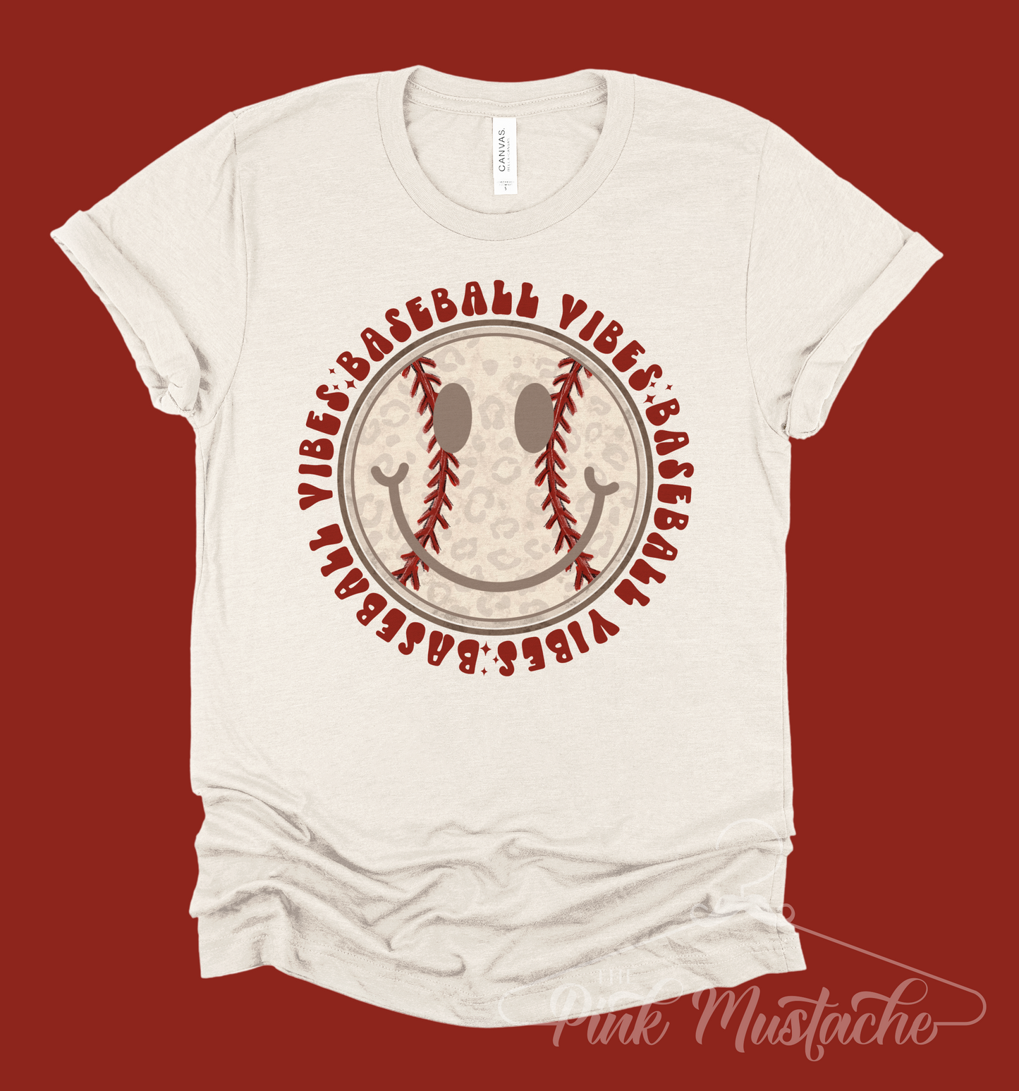 Baseball Vibes Smiley Retro Soft Style Tee -Unisex Toddler, Youth, and Adult Sized Baseball Shirt/ Softball Shirt/ Baseball Mom Tee