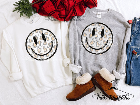 Distressed Smiley Face Sweatshirt/ Super Cute Unisex Sized Sweatshirt/ Youth and Adult Options