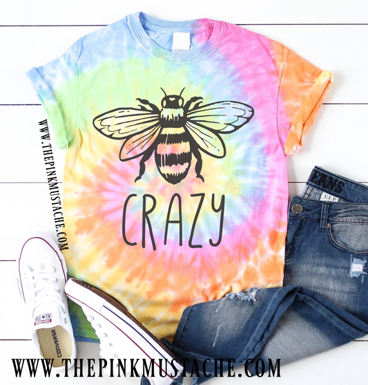 Tie Dye Bee Crazy T-Shirt / Tie Dye Tee / Fall Layering Tee / Teachers Tee