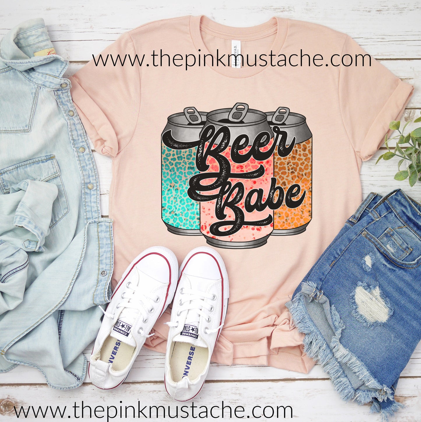 Beer Babe Leopard Print Beer Cans Southern Beer Shirt - Bella Canvas Softstyle