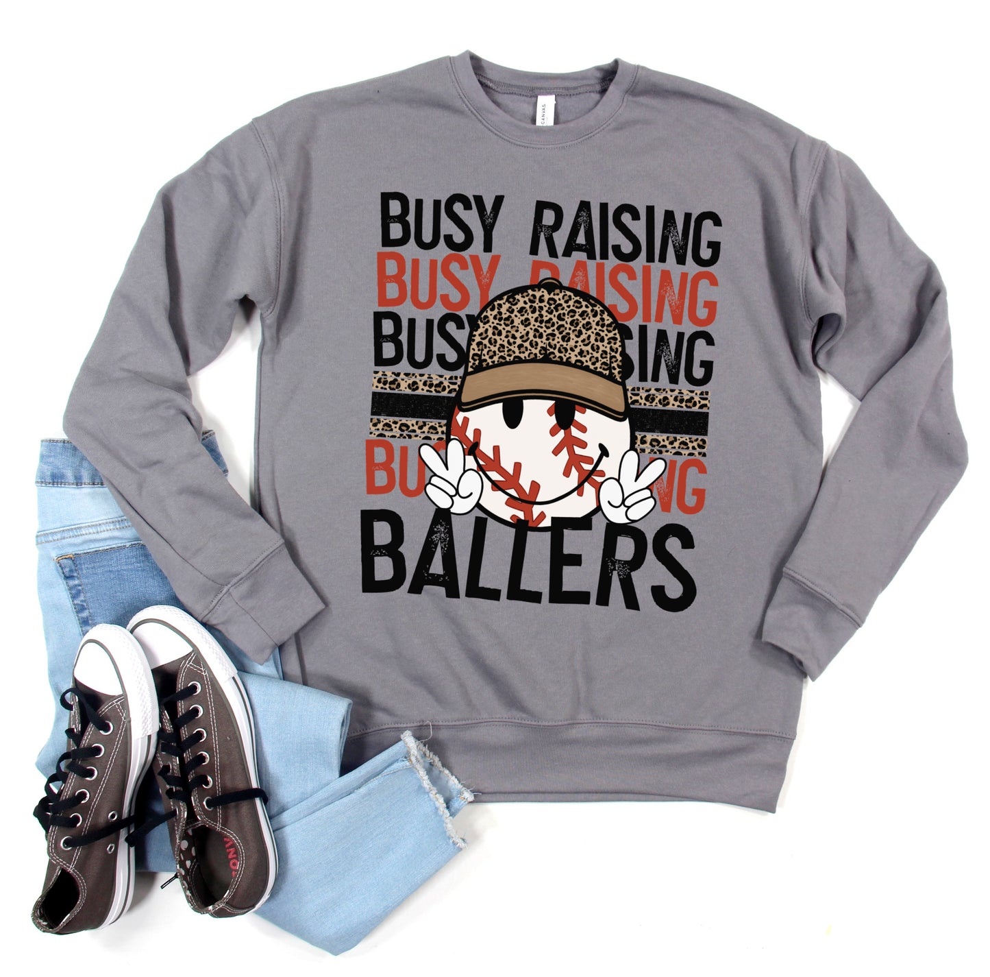Copy of Gildan, Bella Canvas, or Comfort Colors Busy Raising Ballers Baseball  Sweatshirt - Adult Sized