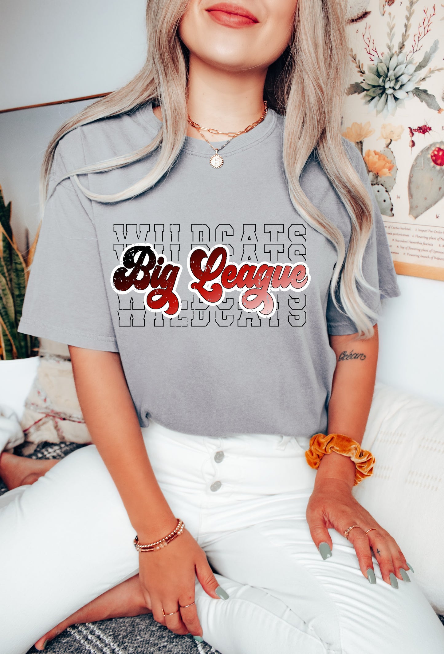 Big League Wildcats Ombre Tee/ Comfort Colors or Bella Canvas Soft Style / Youth and Adult Sizes
