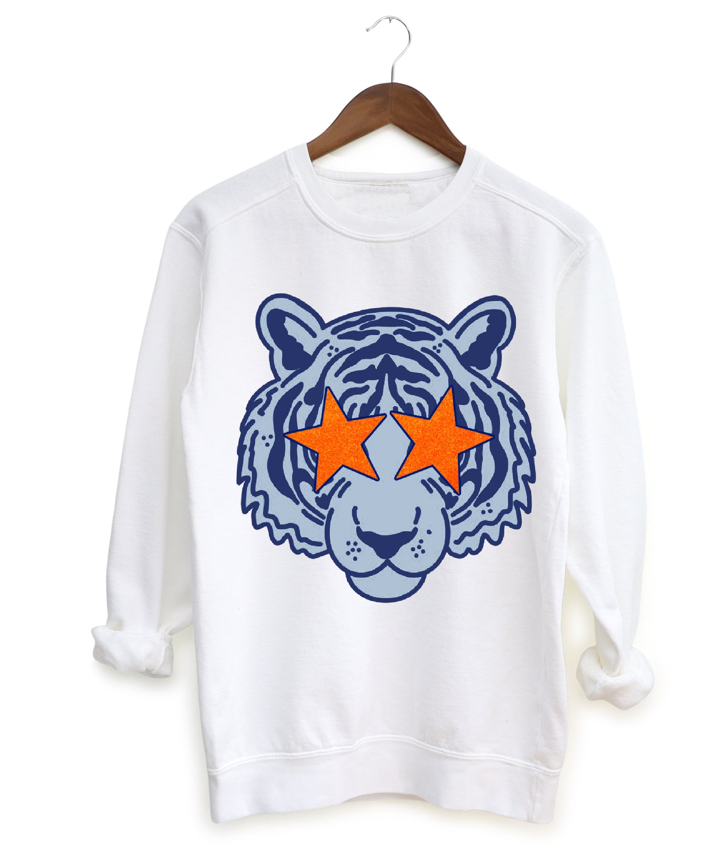 Gildan, Comfort Colors or Bella Canvas - Navy and Orange Tiger Sweatshirt / Youth and Adult Sizes