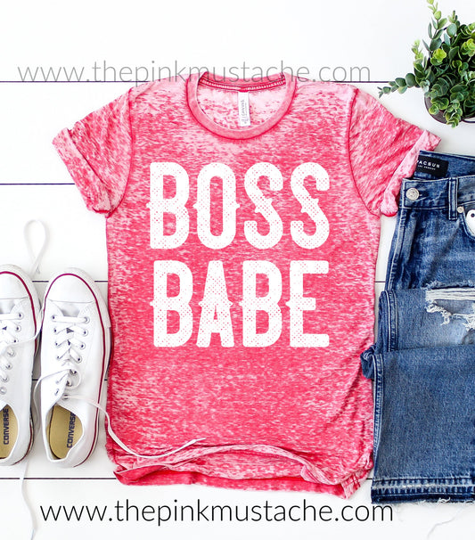 Acid Washed Red - Boss Babe T-Shirt / Boss Babe / Women's Girl Boss T-Shirt