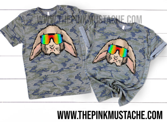 Camo Easter Rabbit Shades Matching Tees / Boy and Girl Options Available/ Youth and Adult Sizing Available