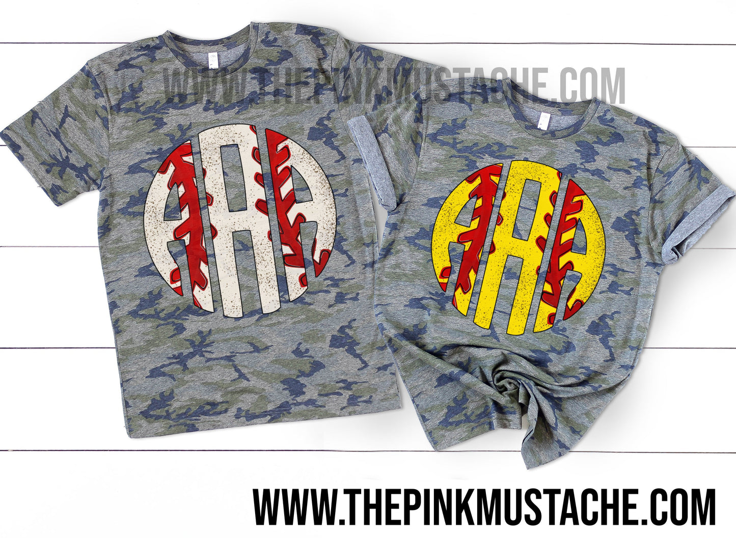 Camo Monogrammed Baseball Or Softball Tee / Youth and Adult Sizes/ Baseball Monogram/ Softball Monogram/ Camouflage