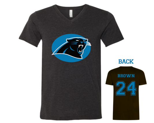 Panthers Football V-Neck Shirt- Little League Shirts - Local