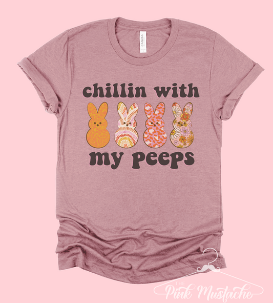 Easter Chillin With My Peeps Softstyle Bunny Tee/Bella Canvas Easter Bunny Shirt/ Youth and Adult Sizes Available