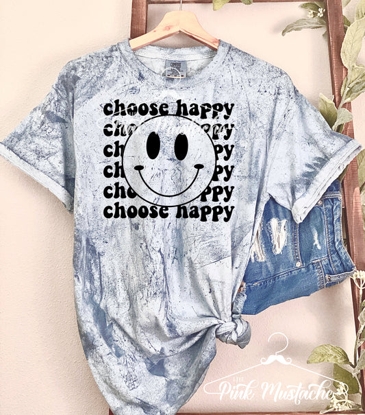 Comfort Colors Colorblast Choose Happy Smiley Face Distressed Tee- Sizes and Inventory Limited