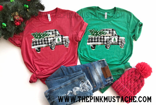Family Buffalo Plaid Truck Shirts / Toddler, Youth, and Adult Matching Tees / Christmas Family Shirts