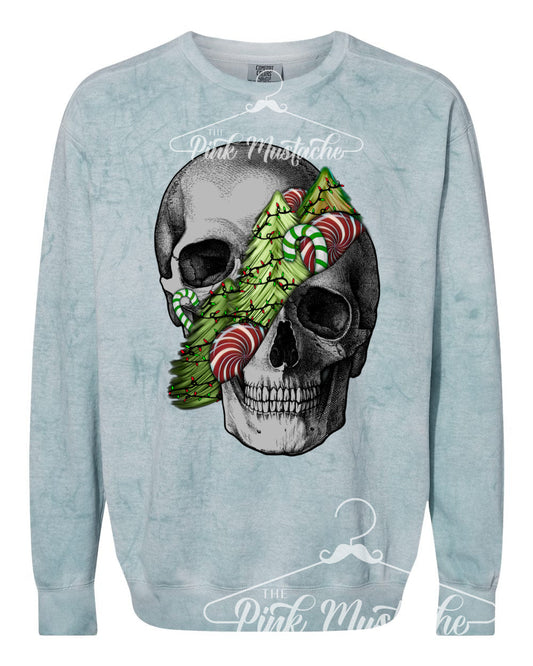 Comfort Colors Colorblast Christmas Skull Sweatshirt  - Sizes and Inventory Limited
