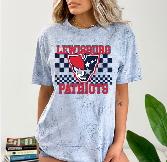 Lewisburg Patriots Comfort Colors Color Blast Distressed Tee- Sizes and Inventory Limited