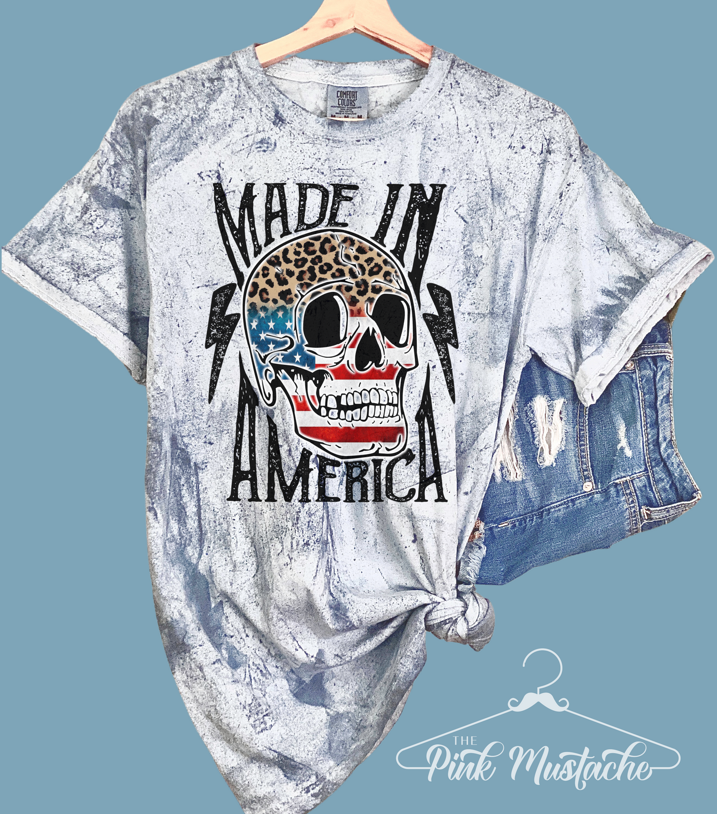 Comfort Colors Color Blast Made In America Skull Tee/ USA July 4th Memorial Day/ Unisex Comfort Colors Shirt