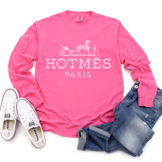 Comfort Colors Long Sleeved Hot Mess - Hotmes Luxe Funny Valentines Tee -  Youth and Adult Sizes - Valentienes Shirt