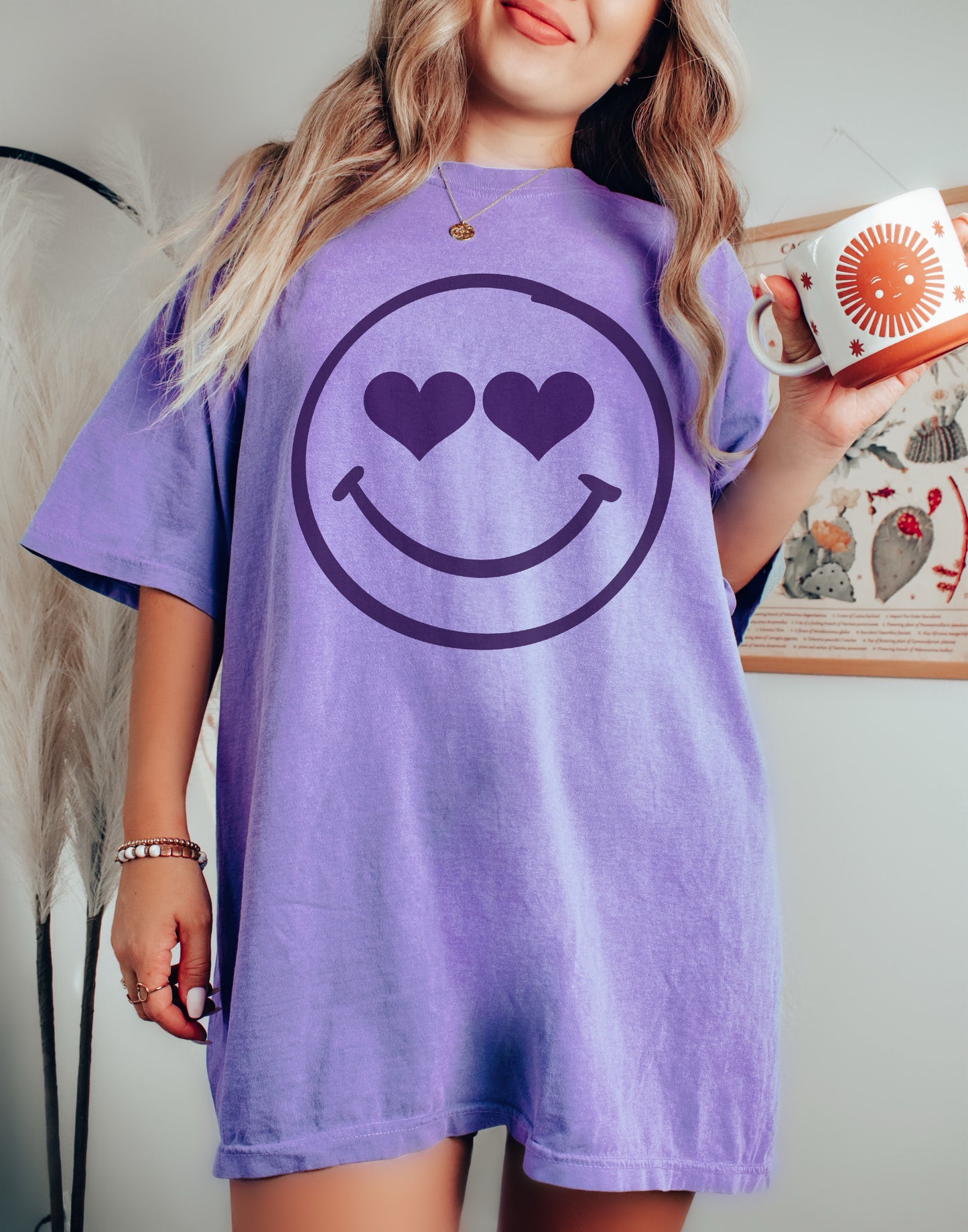 Bella Or Comfort Colors Purple Smiley Heart Eyes Valentines Day Retro Unisex Shirt/ Valentine's Shirt/ Valentines Day Tee