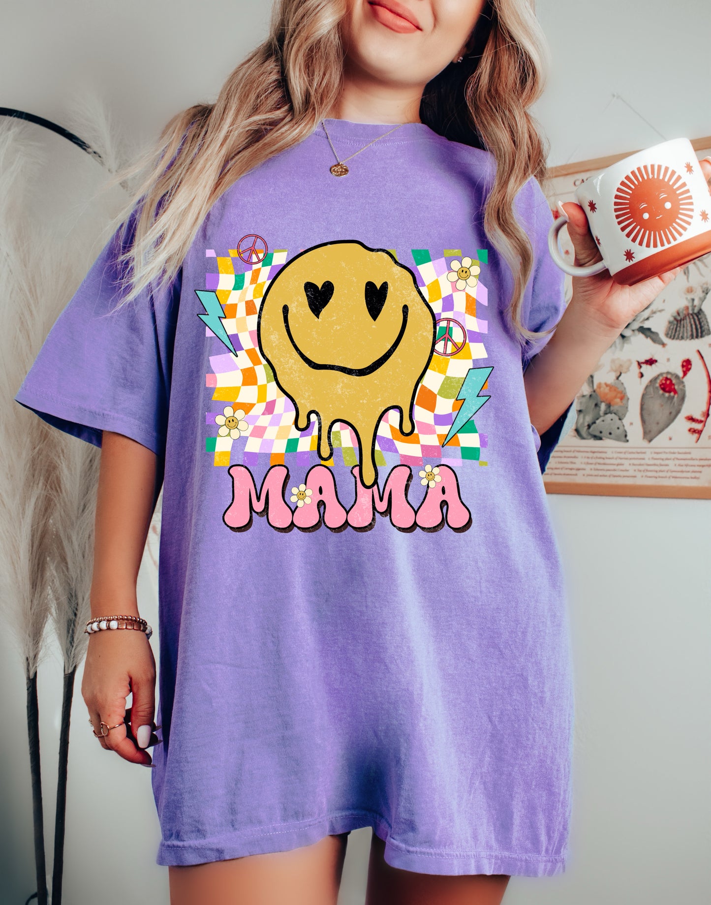 Purple Retro Smiley Mama Mini Tees /Mommy and Me Matching Tee/ Youth and Adult Sizing Available