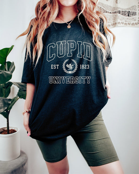Bella or Comfort Colors Cupid University Valentines Day Retro Unisex Shirt/ Youth and Adult Sizes/ Valentine's Shirt/ Valentines Day Tee