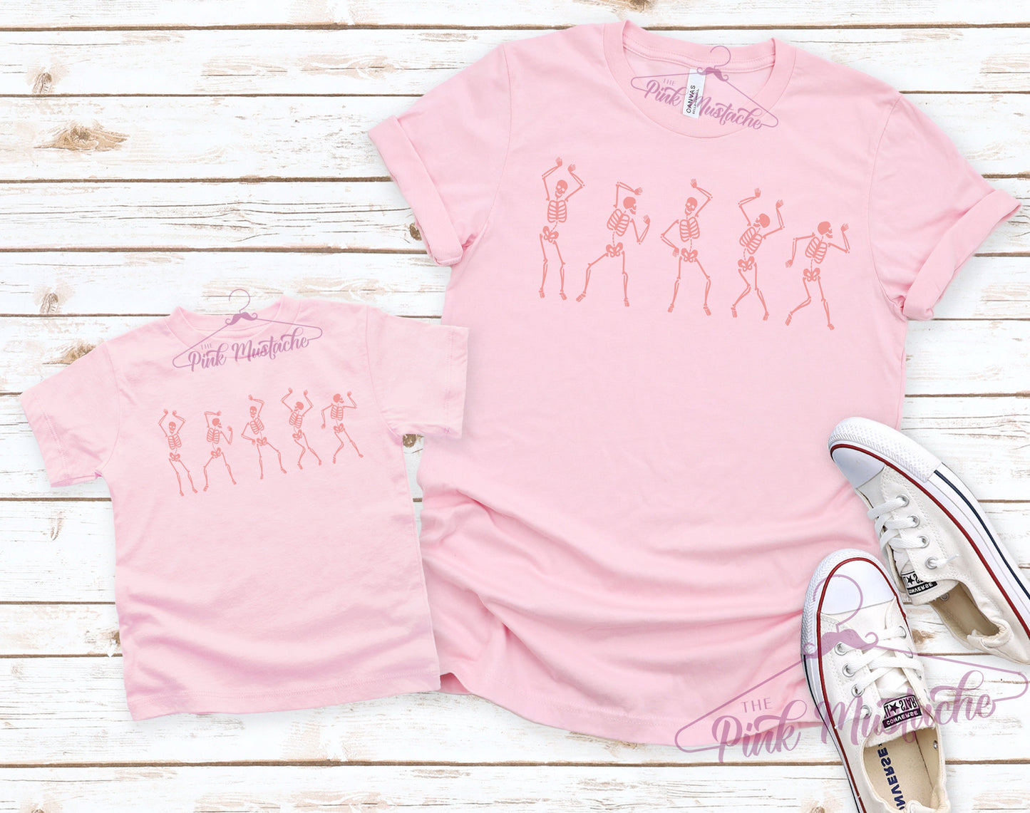 Toddler, Youth, and Adult Pink Dancing Skeletons Tee/ Softstyle Mommy and Me Tee