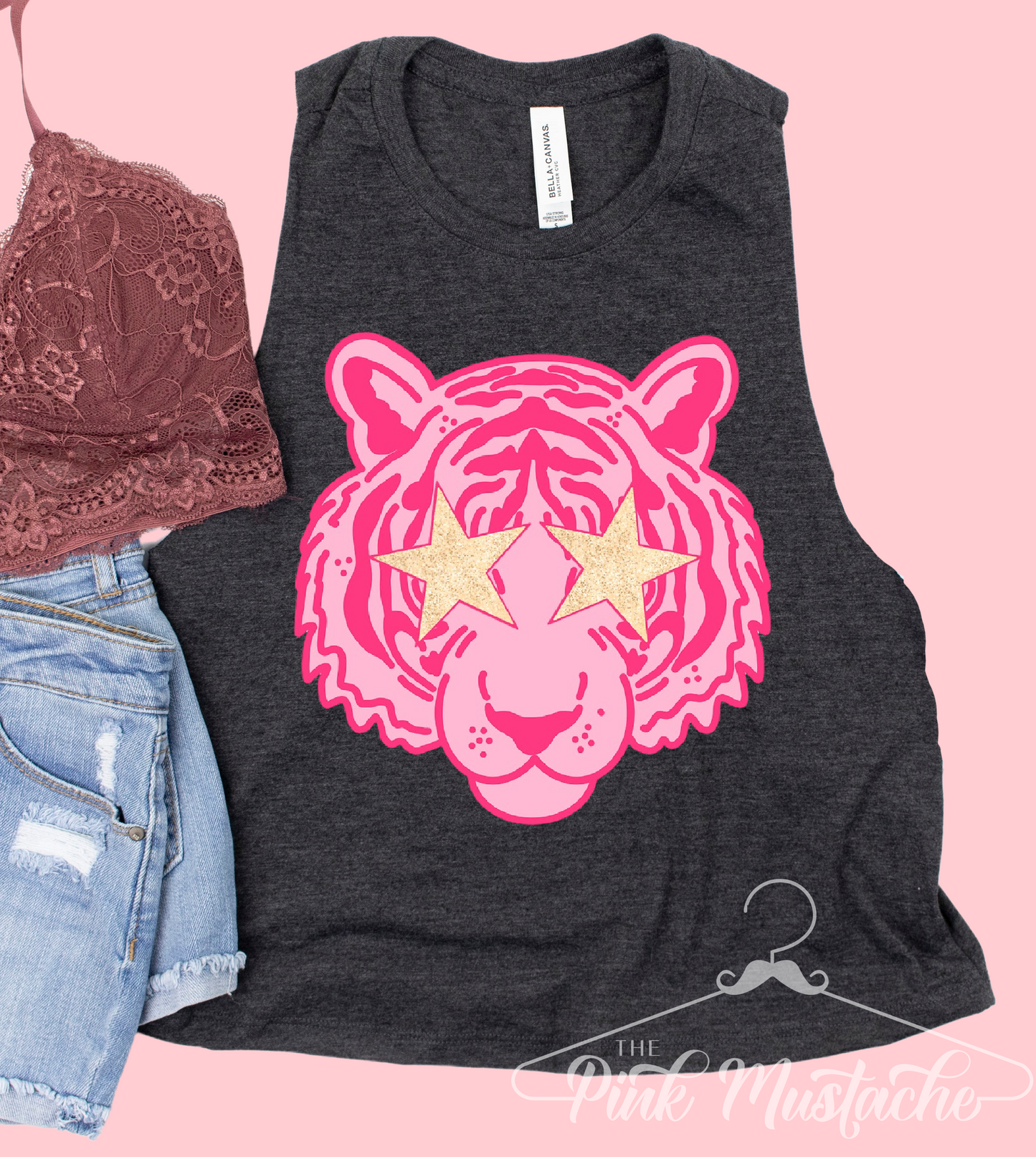 Pink Tiger Workout Cropped Tank/ Gifts for Her/ Funny Tank Top/ Adult Sizes Available