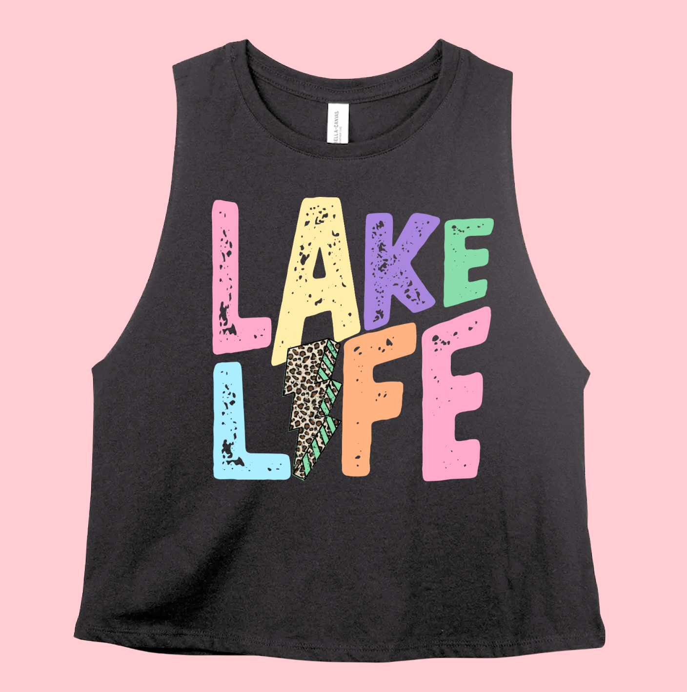 Lake Life Lightning Print Summer  Cropped Tank Top /  Adult Sizes
