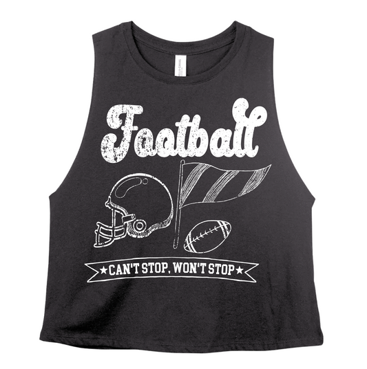 Cropped Tank Football Can't Stop, Won't Stop Tank Top/ Football Mom Shirt / Bella Canvas Tee