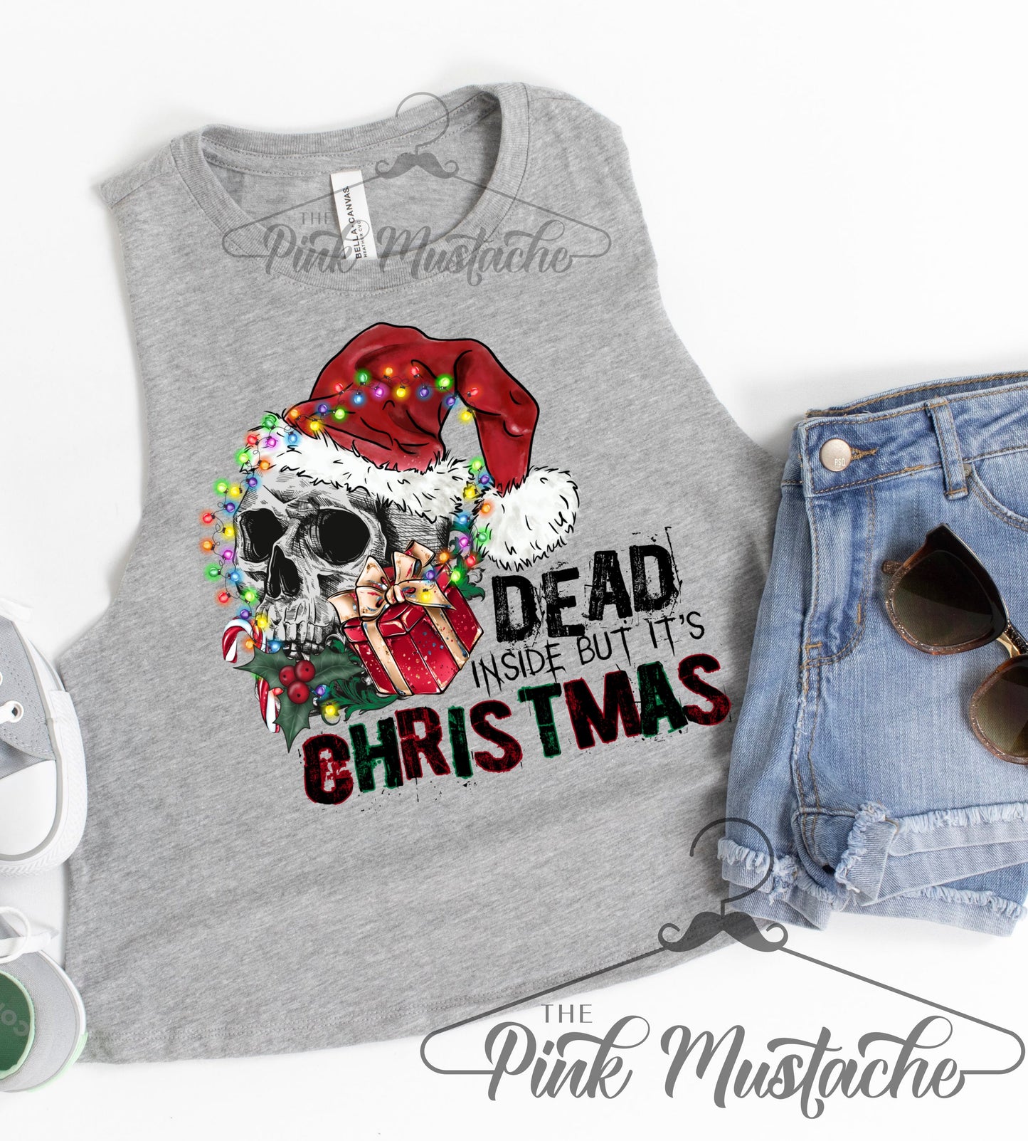 When You're Dead Inside But It's Christmas Workout Cropped Tank / Christmas Workout Tank
