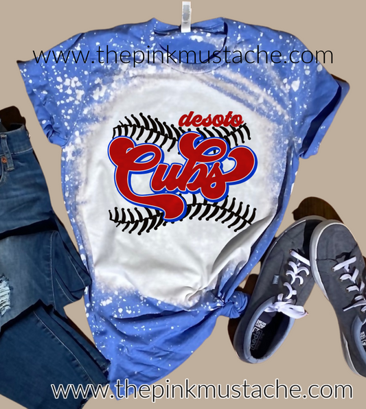 Customized Bleached Cubs Baseball Team Tee/ Unisex Sized Shirt/ Baseball Mom Softstyle Tee/Multiple Colors Available