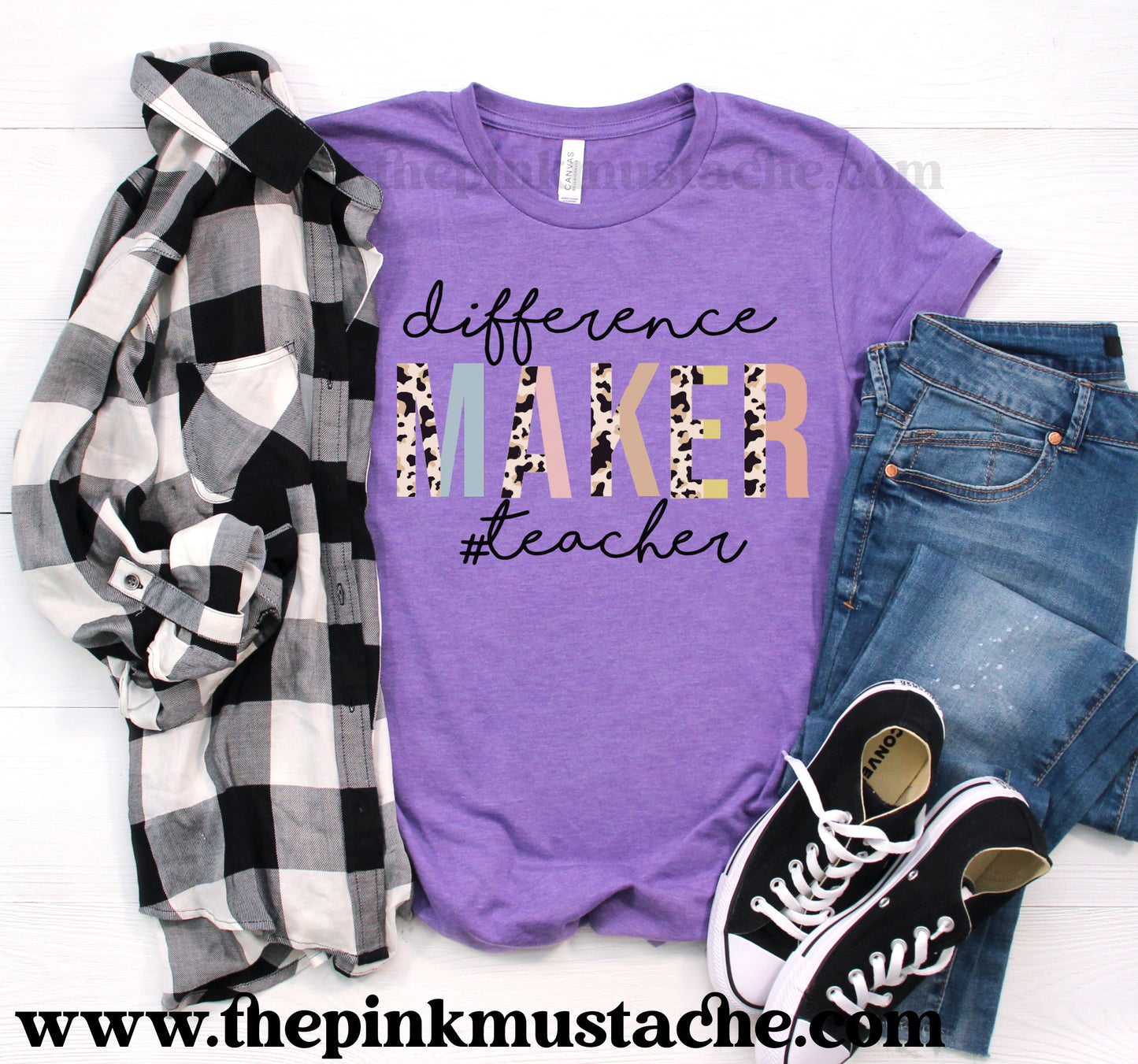 Difference Maker Teacher Shirt / Bella Canvas Heather Team Purple Shirt