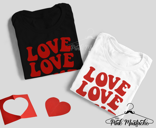 Love Stacked Bella Valentines Retro Boutique Tee