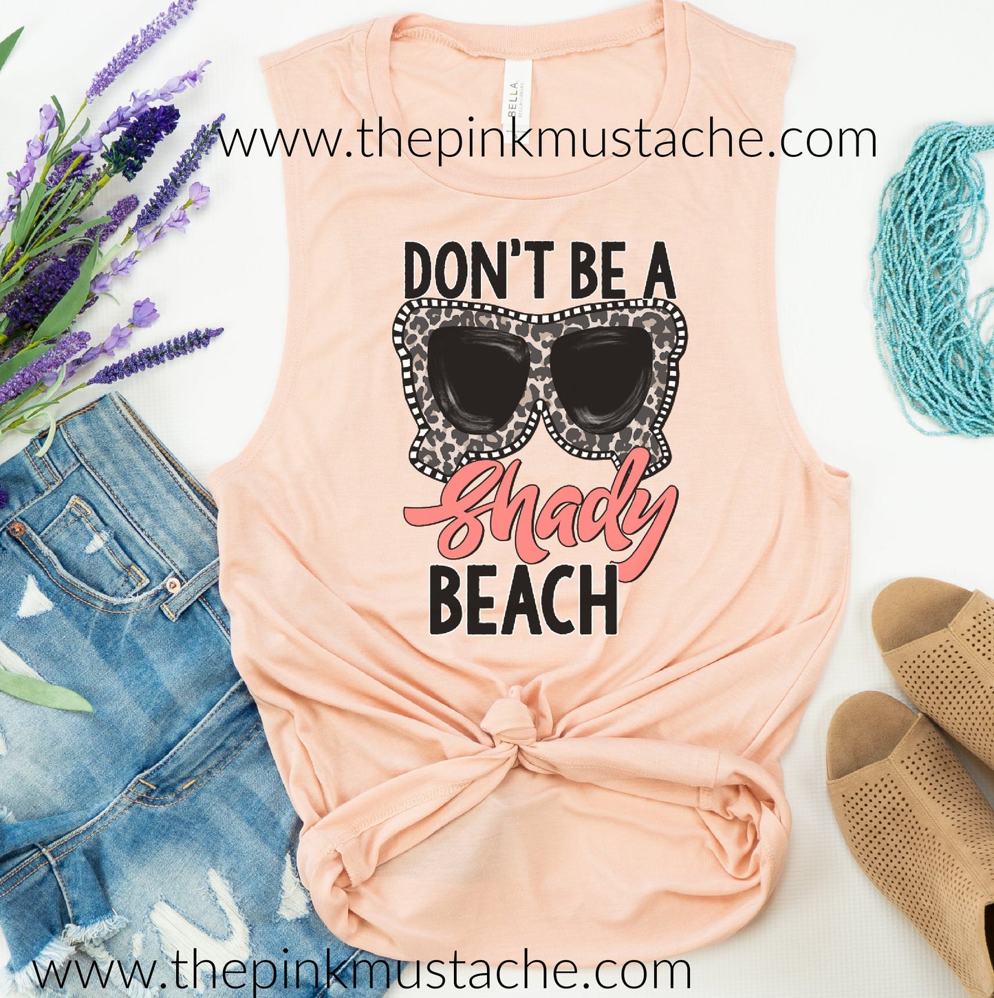 Don't Be A Shady Beach Leopard Glasses Softstyle Bella Tank / Fun Vacation Tank