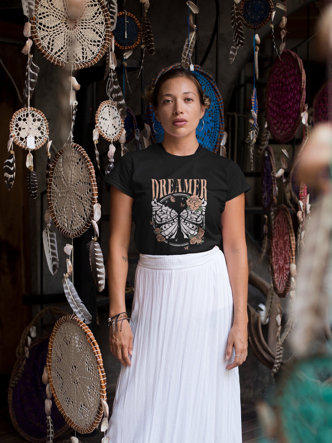Dreamer Softstyle Hippie Rocker Tee/ Super Cute Rocker Tees - Unisex Sized/ Vintage Rock N Roll Styled Hippie Shirt
