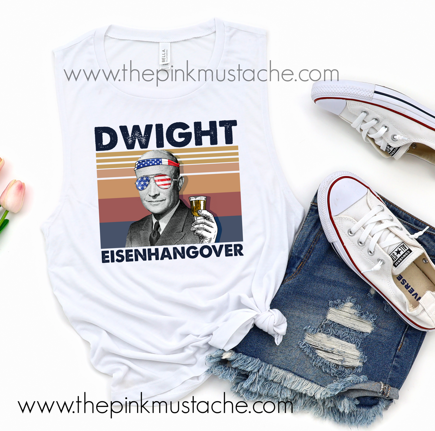 Drinking Presidents Collection Dwight Eisenhangover Muscle Tank / Muscle Tank Top / Mens or Womens Cut Tank Available/ Dwight Eisenhower