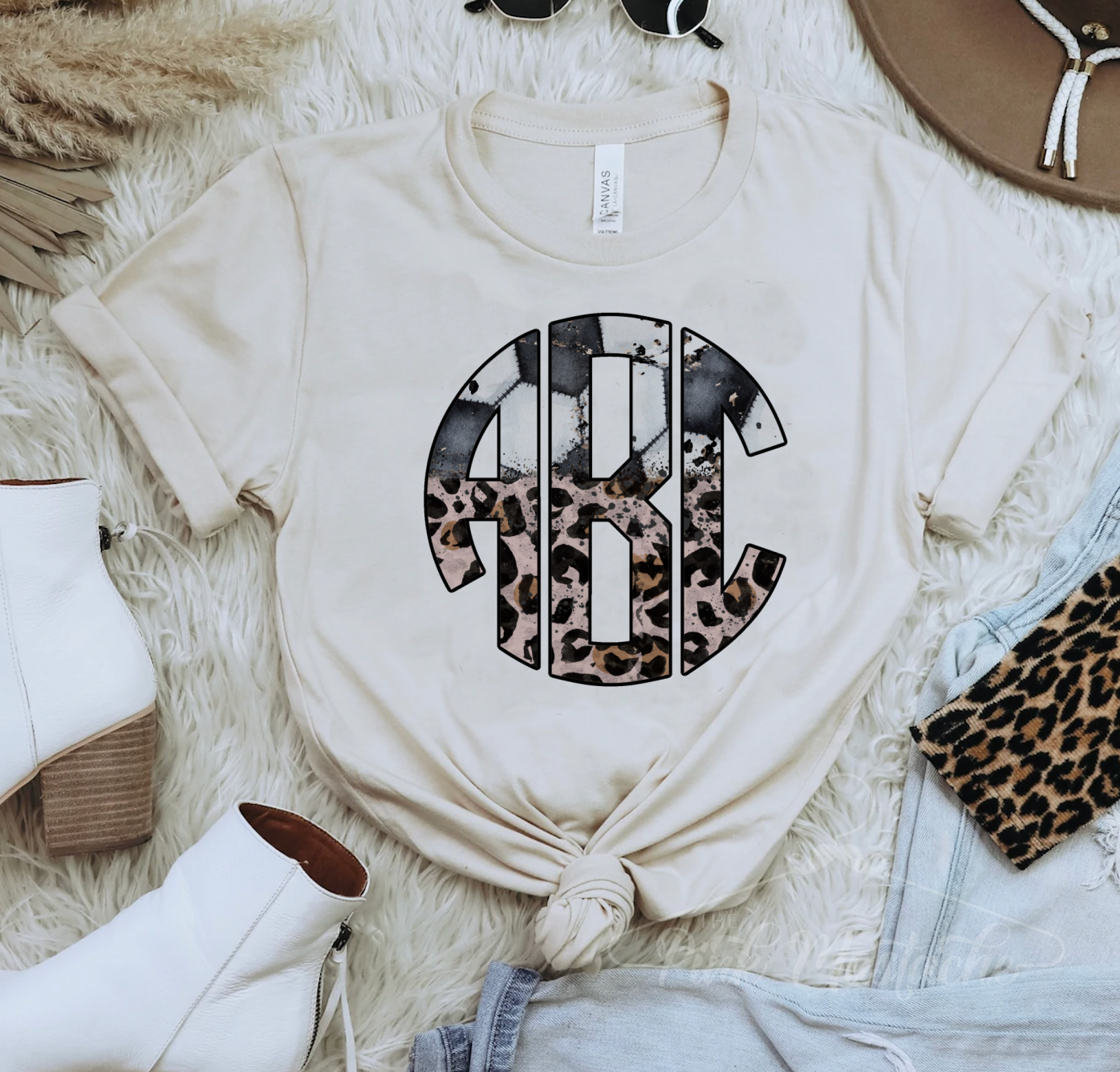 Monogram Leopard Soccer Tee/ Soccer Mom Shirt/ Soccer Shirts