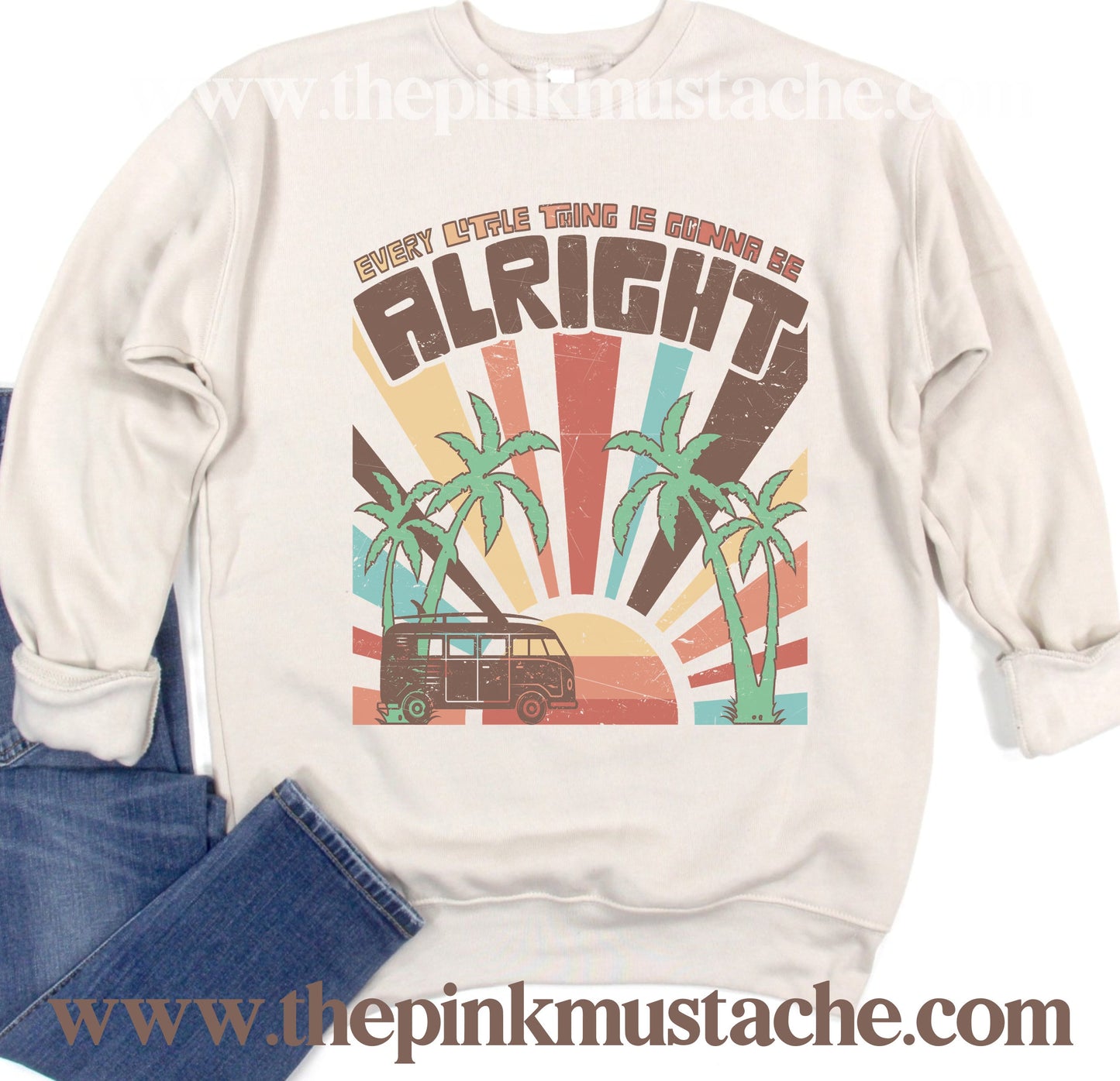 Softstyle Sweatshirt Every Little Thing Is Going To Be All Right Hippie Retro