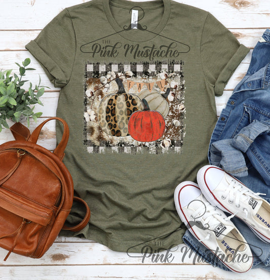 Fall Style Pumpkin Buffalo Plaid Tee/ Youth and Adult Sizes/ Thanksgiving Layering Fall Shirt