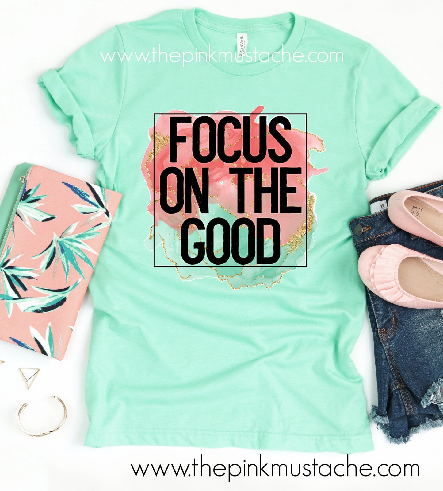 Focus on the Good Tee / Bella Canvas Inspiring Soft Shirt / Mommy and Me/ Teal / Mint