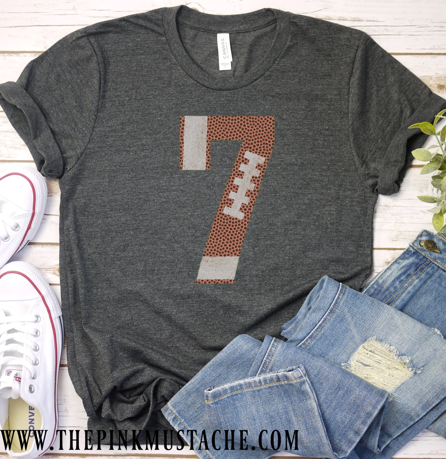 The Pink Mustache Custom Vintage Football Shirt - Football Mom Shirt with Number - Personalized XXL / Sports Gray
