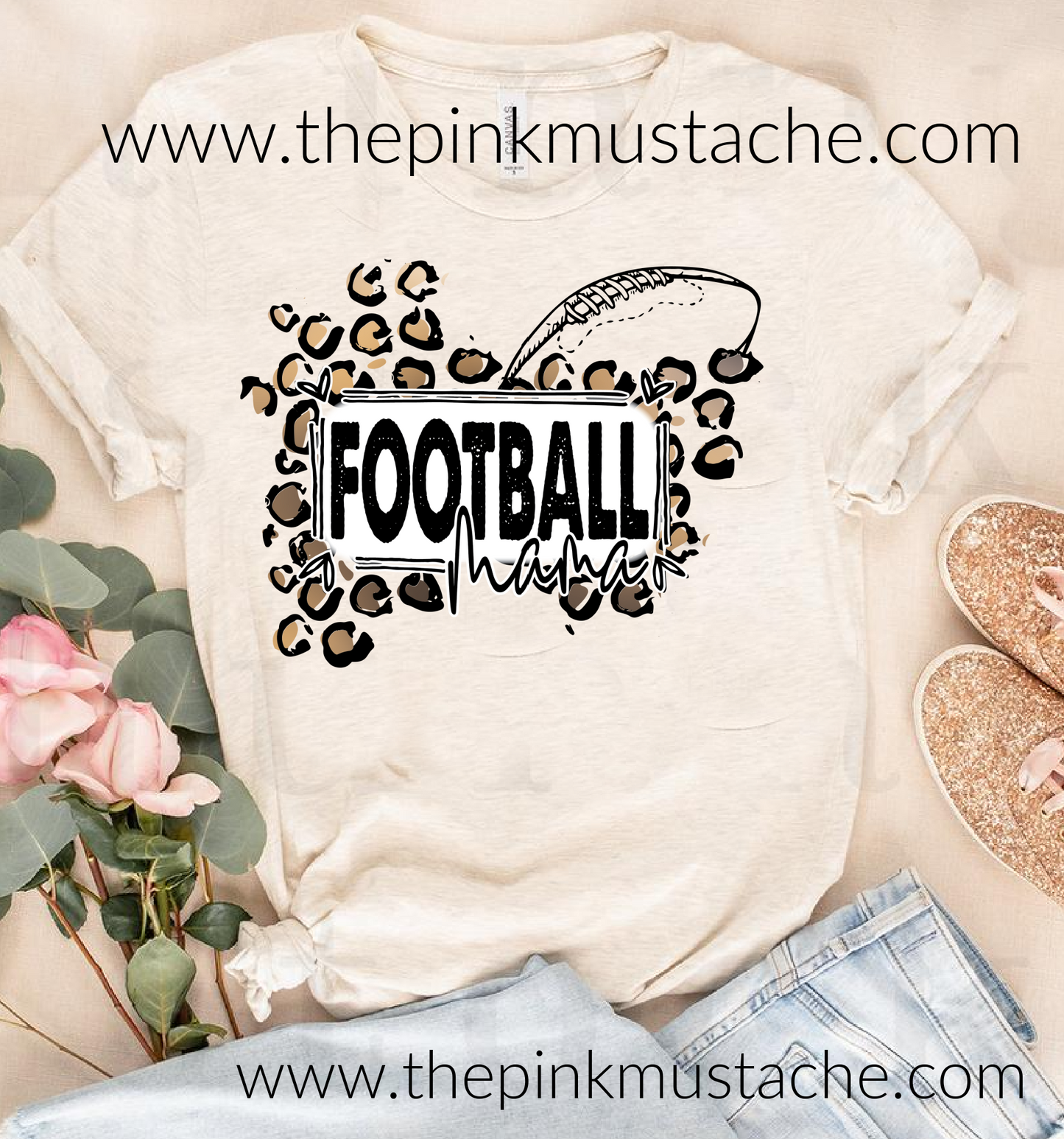 Football Mama Leopard T-Shirt / Football Mom Shirt / Bella Canvas Tee