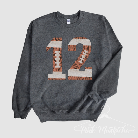 Custom Vintage Football Sweatshirt -Football Mom/ Football Girlfriend/ Football Fan Shirt with Number