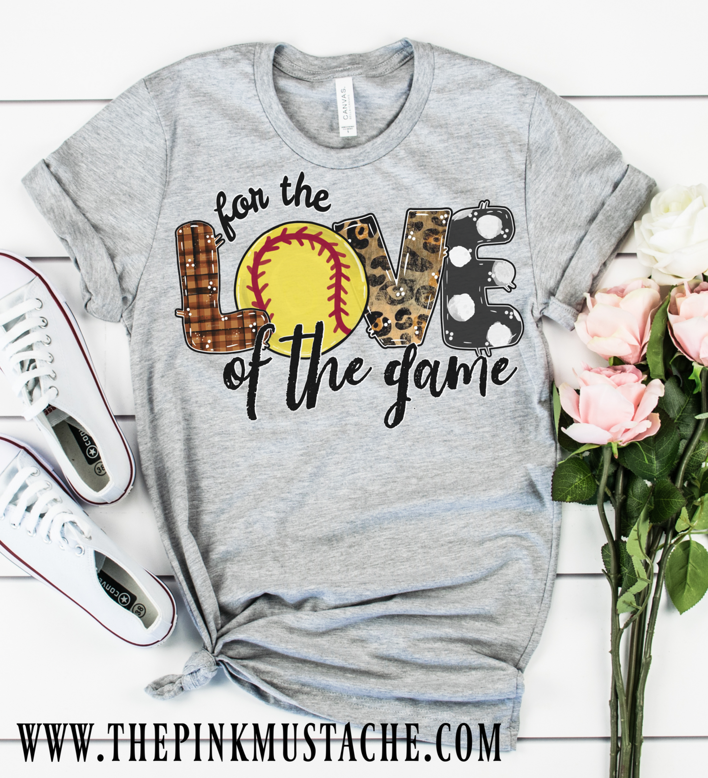 Hand Painted Design Softball For The Love Of The Game T-Shirt / Softball Mom Tee/ T-Ball Shirt/ Gifts For Her/ SALE / Softball Fan T-Shirt
