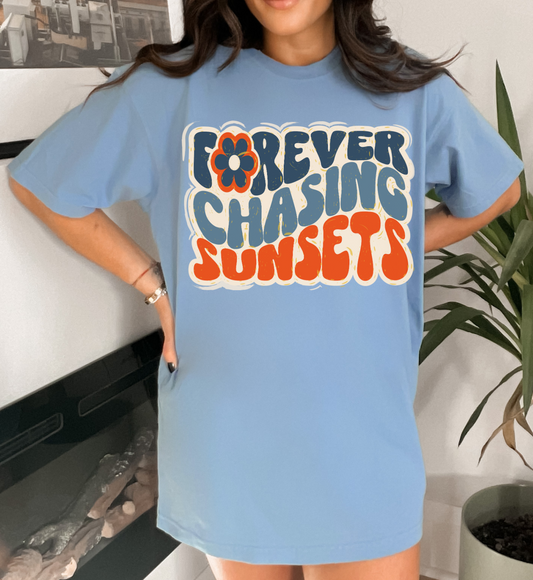 Comfort Colors Forever Chasing Sunsets Tee/ Quality Retro Tee / Summer Cover Ups