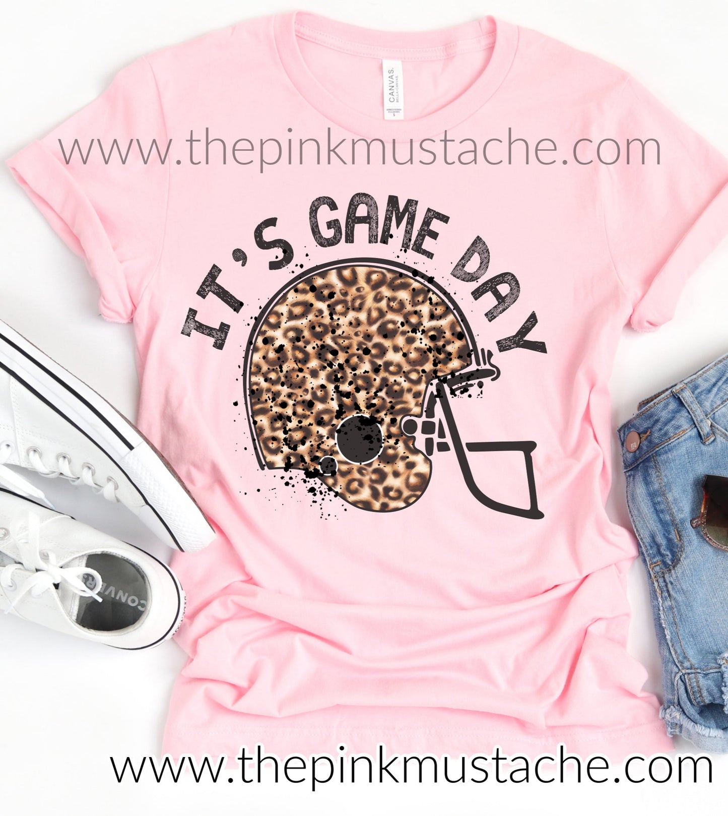 It's Game Day Tee / It's GameDay Football Helmet Shirt / Leopard Print Bella Canvas / Football Shirt / Football Mom / Football Girlfriend